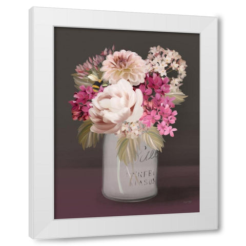 Plum Mason Jar Floral White Modern Wood Framed Art Print by House Fenway