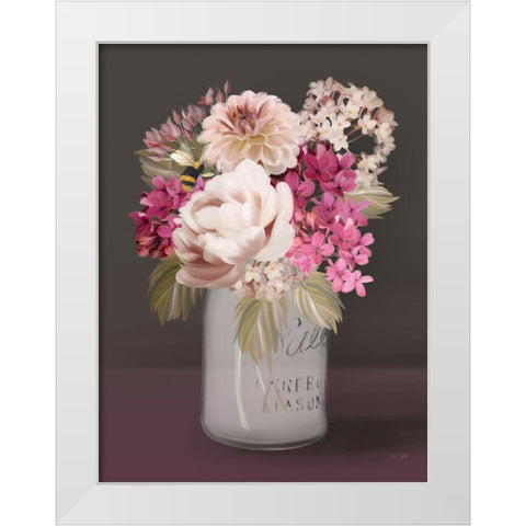 Plum Mason Jar Floral White Modern Wood Framed Art Print by House Fenway