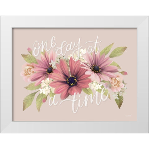 One Day at a Time White Modern Wood Framed Art Print by House Fenway