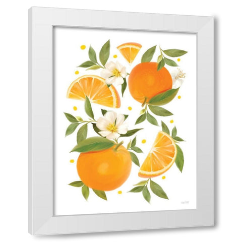 Citrus Orange Botanical White Modern Wood Framed Art Print by House Fenway