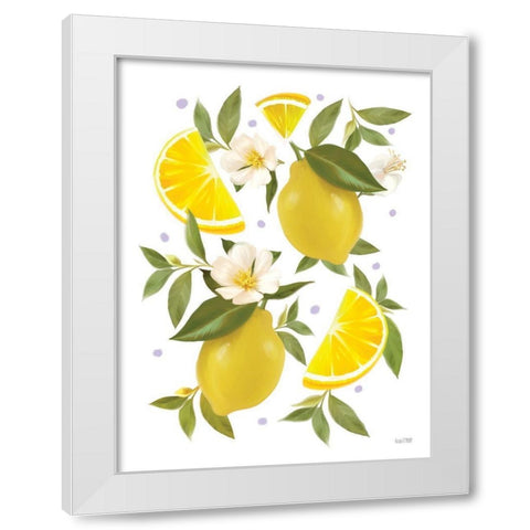 Citrus Lemon Botanical White Modern Wood Framed Art Print by House Fenway
