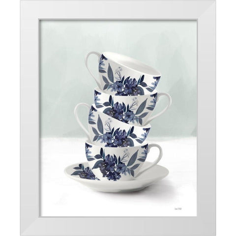 Tea Tower White Modern Wood Framed Art Print by House Fenway