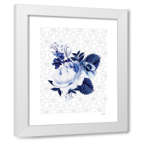 Peony Blossom in Blue White Modern Wood Framed Art Print by House Fenway