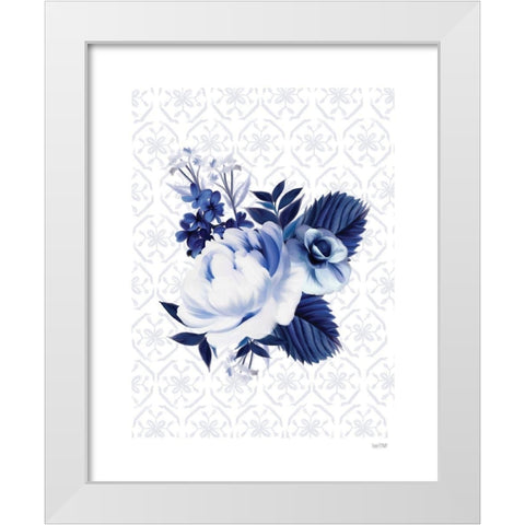 Peony Blossom in Blue White Modern Wood Framed Art Print by House Fenway