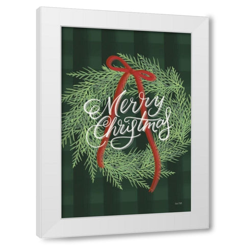 Merry Christmas Wreath White Modern Wood Framed Art Print by House Fenway