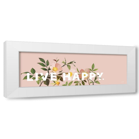 Live Happy White Modern Wood Framed Art Print by House Fenway