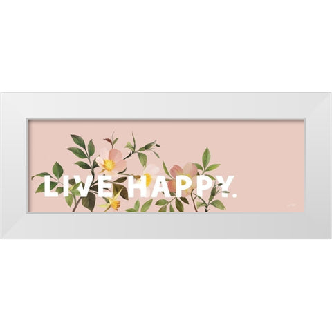 Live Happy White Modern Wood Framed Art Print by House Fenway