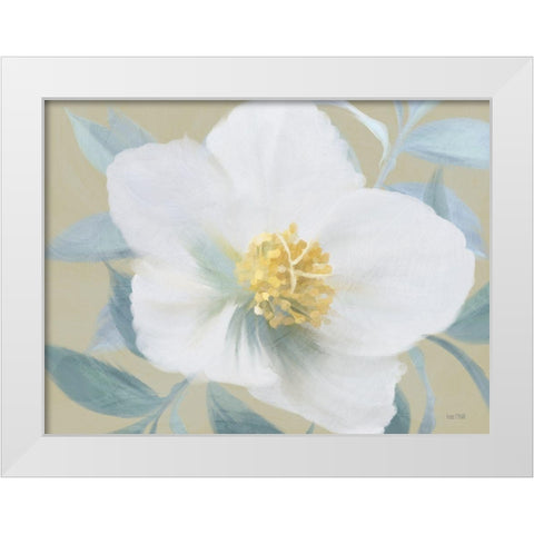 Golden Bloom White Modern Wood Framed Art Print by House Fenway