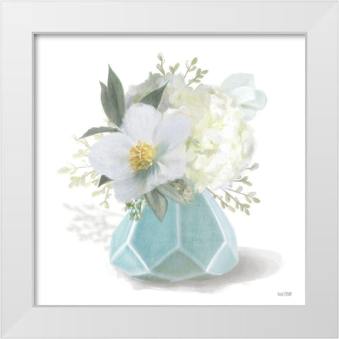Posies in Blue White Modern Wood Framed Art Print by House Fenway