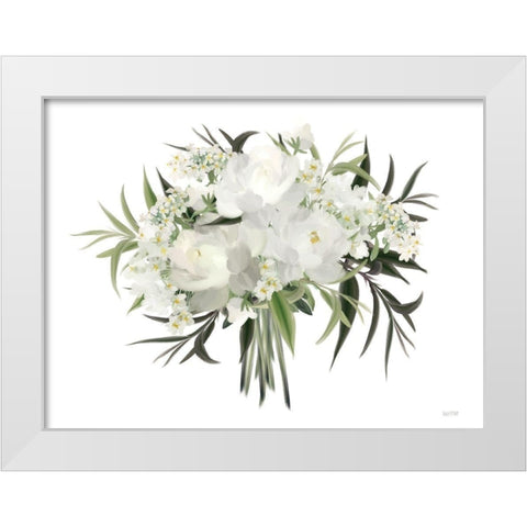 White Boho Bouquet White Modern Wood Framed Art Print by House Fenway