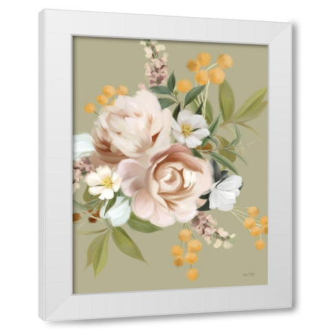 Moody Peonies White Modern Wood Framed Art Print by House Fenway