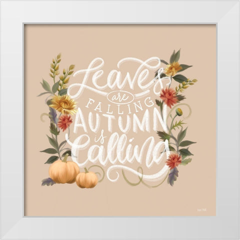 Autumn is Calling White Modern Wood Framed Art Print by House Fenway