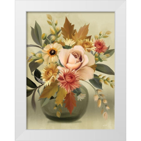 Autumn Bouquet White Modern Wood Framed Art Print by House Fenway