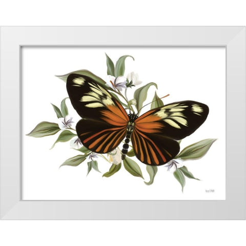 Botanical Butterfly Heliconius    White Modern Wood Framed Art Print by House Fenway