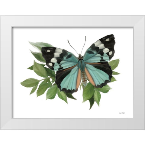 Botanical Butterfly Common Gem  White Modern Wood Framed Art Print by House Fenway