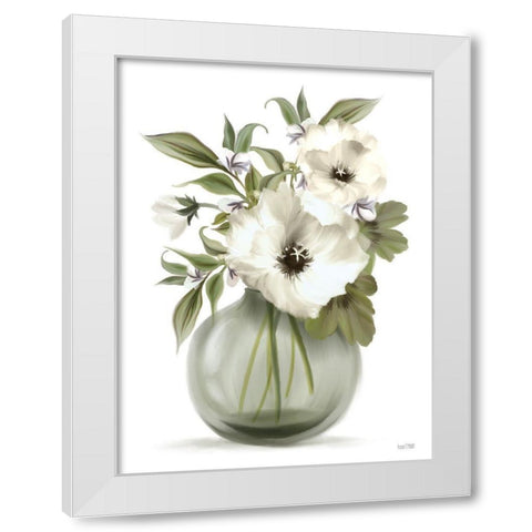 Botanical Posies White Modern Wood Framed Art Print by House Fenway