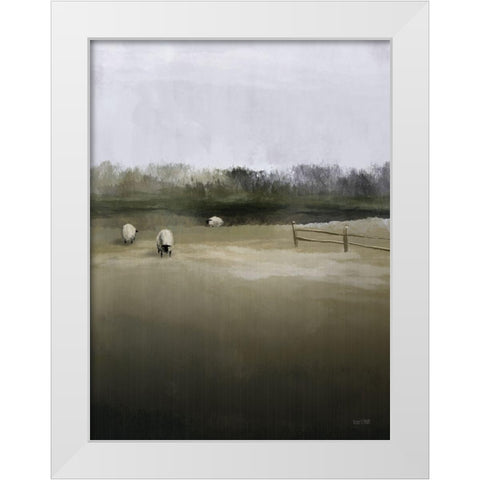 Countryside Flock White Modern Wood Framed Art Print by House Fenway