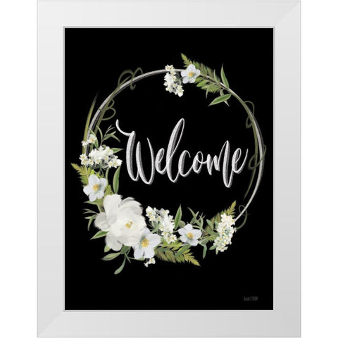 Welcome White Modern Wood Framed Art Print by House Fenway