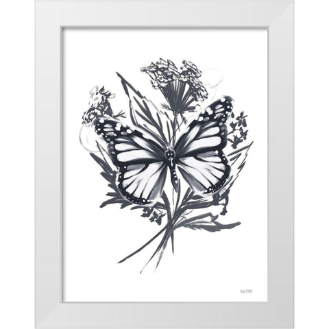 Black And White Butterfly White Modern Wood Framed Art Print by House Fenway