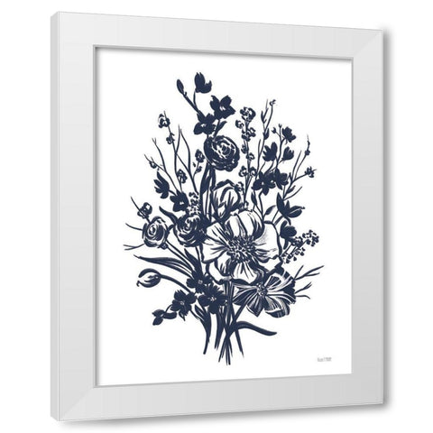 Blues in Blossom II White Modern Wood Framed Art Print by House Fenway