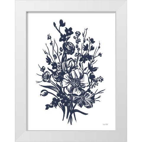 Blues in Blossom II White Modern Wood Framed Art Print by House Fenway