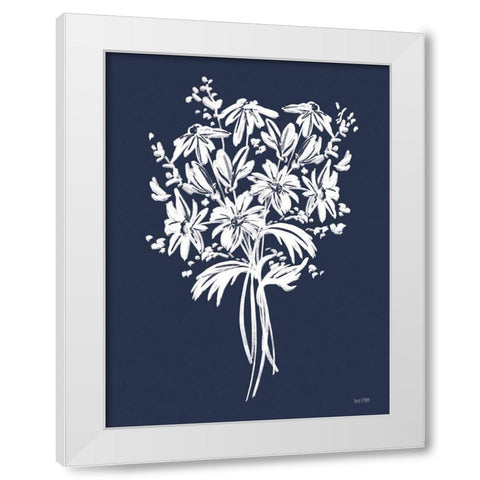 Blues in Blossom III White Modern Wood Framed Art Print by House Fenway