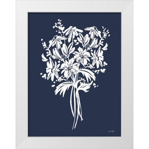 Blues in Blossom III White Modern Wood Framed Art Print by House Fenway