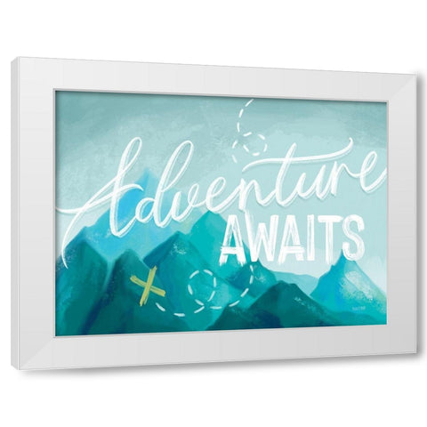 Adventure Awaits II White Modern Wood Framed Art Print by House Fenway