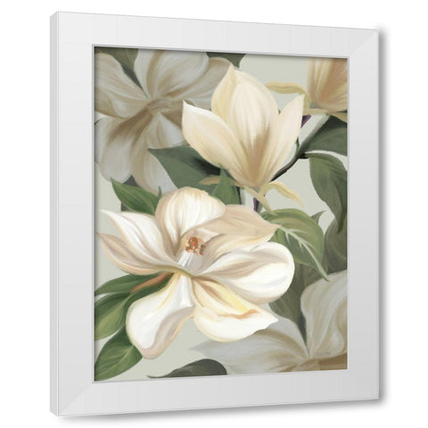 Magnolia Blossoms I White Modern Wood Framed Art Print by House Fenway