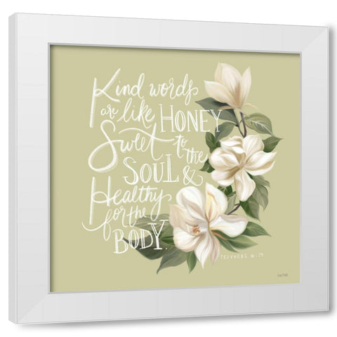 Kind Words Are Like Honey White Modern Wood Framed Art Print by House Fenway