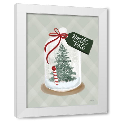 North Pole Snow Globe White Modern Wood Framed Art Print by House Fenway