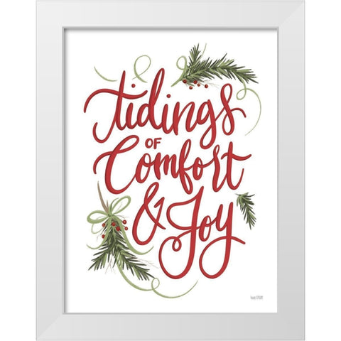 Tidings of Comfort and Joy White Modern Wood Framed Art Print by House Fenway