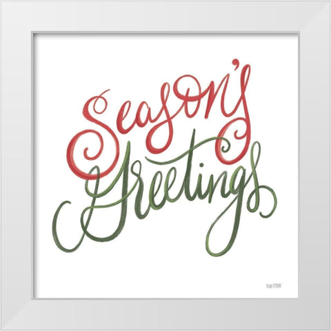 Seasons Greetings White Modern Wood Framed Art Print by House Fenway
