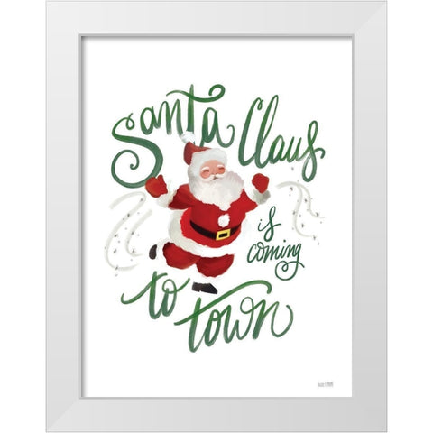 Santa is Coming to Town White Modern Wood Framed Art Print by House Fenway