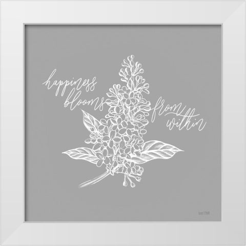Happiness Blooms from Within White Modern Wood Framed Art Print by House Fenway