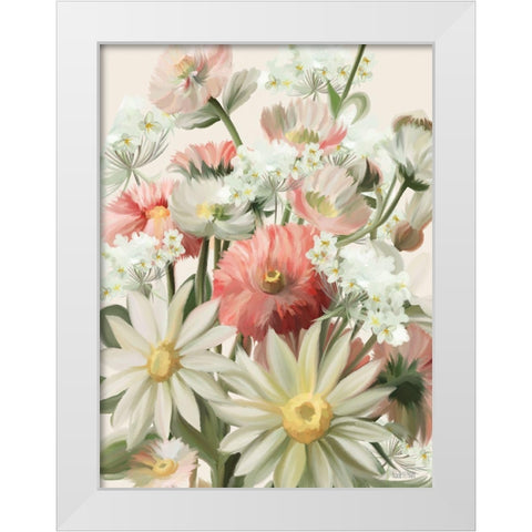Summer Wildflowers White Modern Wood Framed Art Print by House Fenway