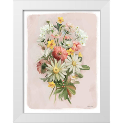 Summer Wildflower Bouquet White Modern Wood Framed Art Print by House Fenway