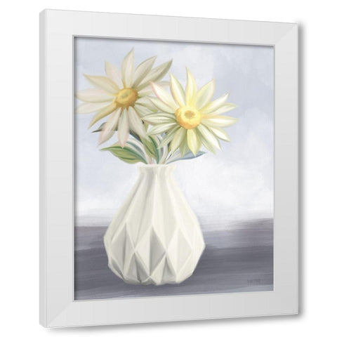 Sunny Floral Blues White Modern Wood Framed Art Print by House Fenway