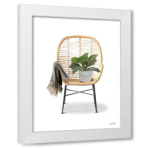 Plant Lover Boho Chair White Modern Wood Framed Art Print by House Fenway