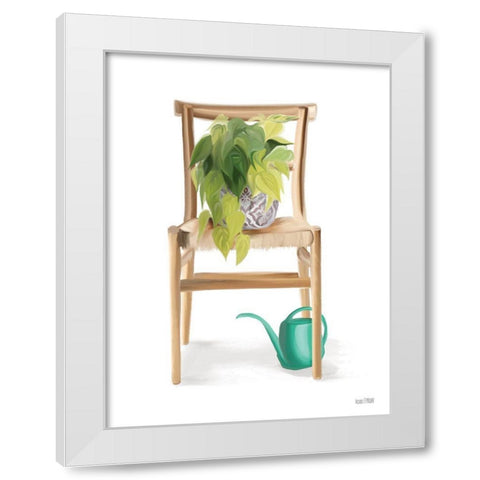 Plant Lover Wicker Chair White Modern Wood Framed Art Print by House Fenway