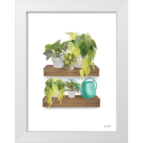 Plant Lover Shelves White Modern Wood Framed Art Print by House Fenway