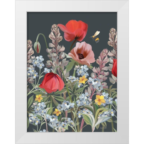 Summer Garden Buzz White Modern Wood Framed Art Print by House Fenway