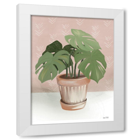 House Monstera Plant White Modern Wood Framed Art Print by House Fenway