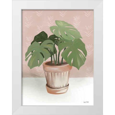 House Monstera Plant White Modern Wood Framed Art Print by House Fenway