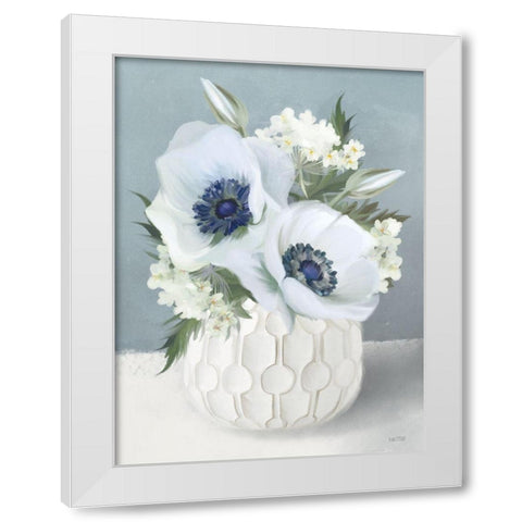 Anemones in Blue II White Modern Wood Framed Art Print by House Fenway