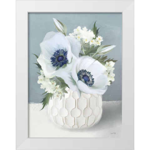 Anemones in Blue II White Modern Wood Framed Art Print by House Fenway