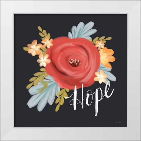 Hope Floral White Modern Wood Framed Art Print by House Fenway