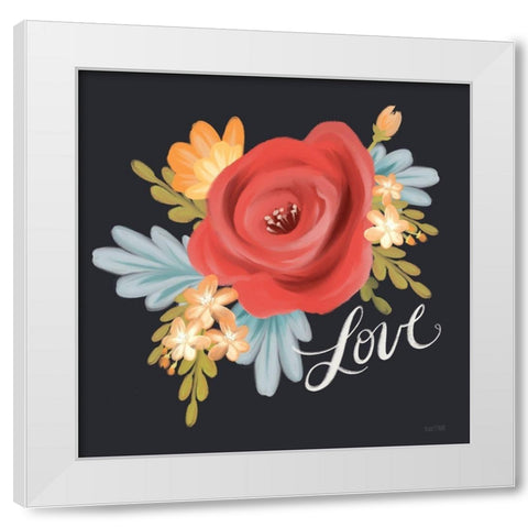 Love Floral White Modern Wood Framed Art Print by House Fenway