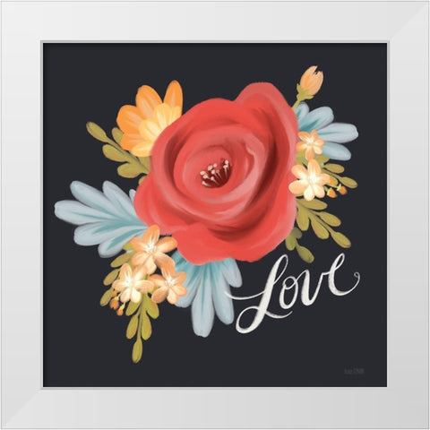 Love Floral White Modern Wood Framed Art Print by House Fenway