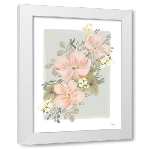 Pink Poppy Sprig White Modern Wood Framed Art Print by House Fenway
